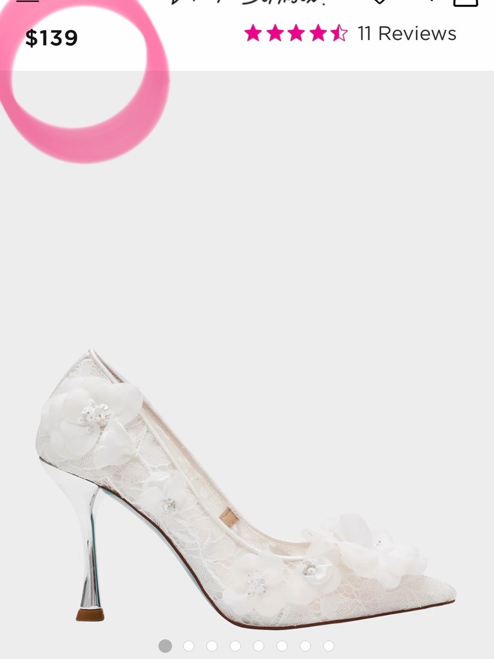 Betsey Johnson White Lace Floral Appliqué Pointed Stiletto Heels - Picture 6 of 16